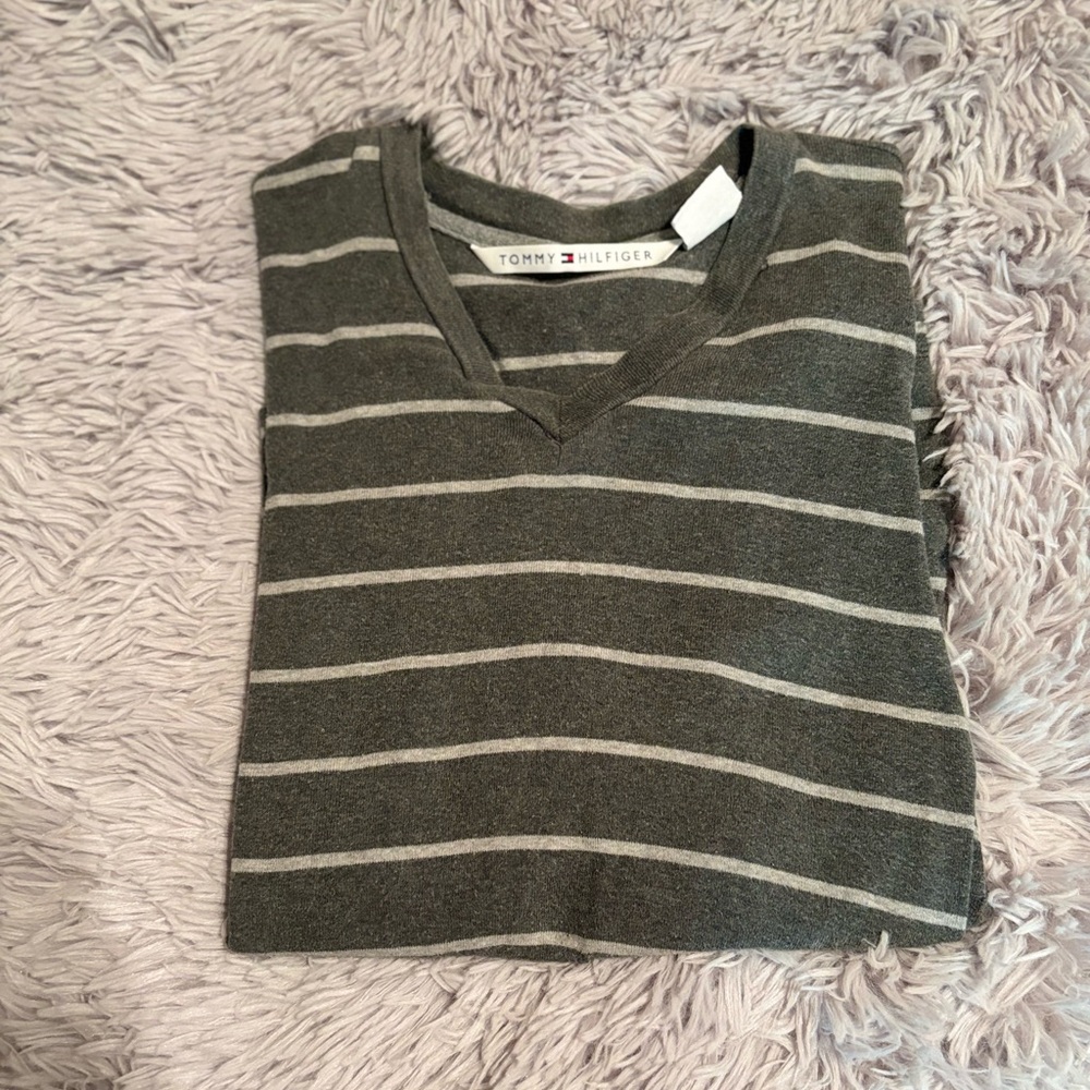 Tommy Hilfiger True Vintage Charcoal and White Striped Tee